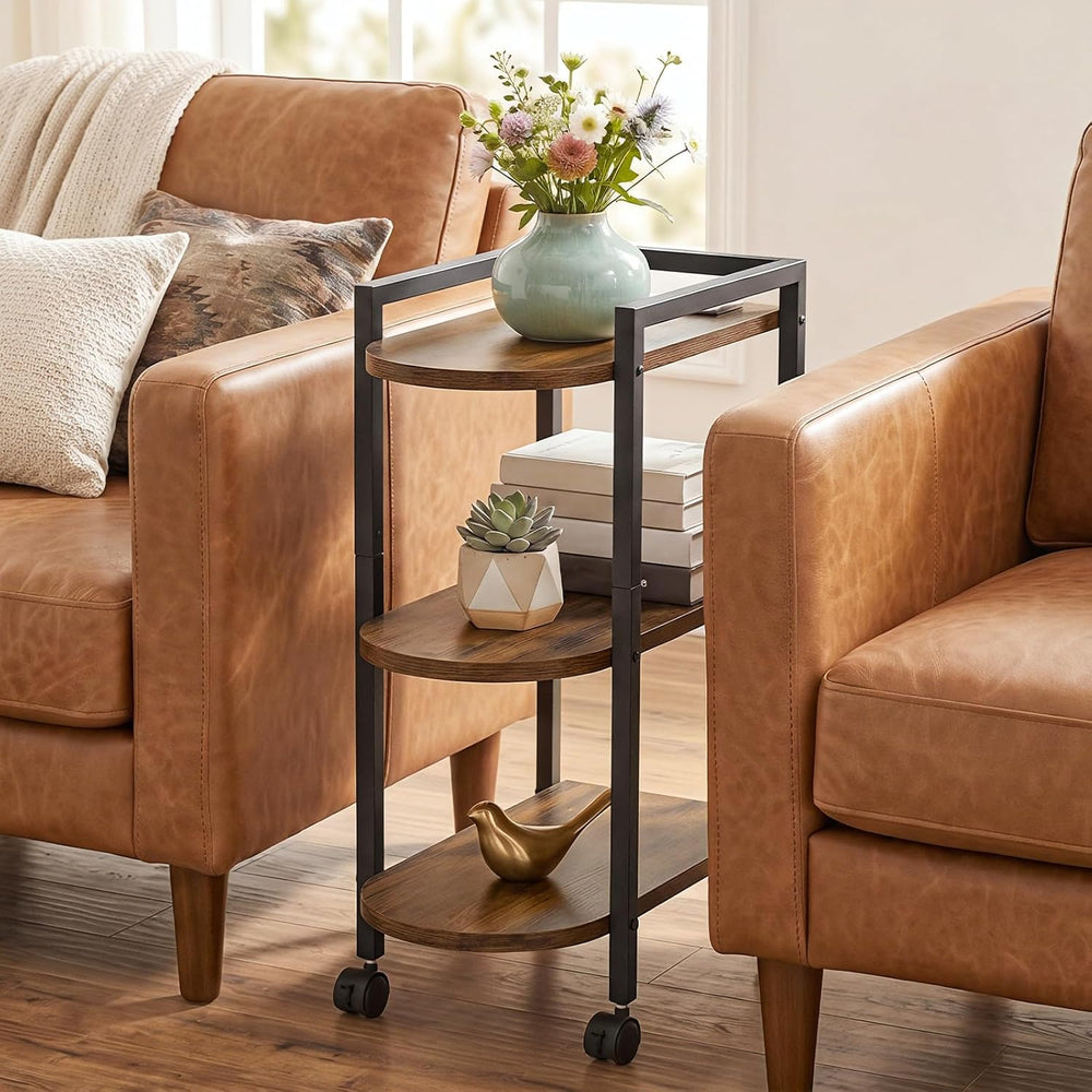 HOOBRO End Table, Rolling Narrow Side Table with Charging Station, with Adjus...