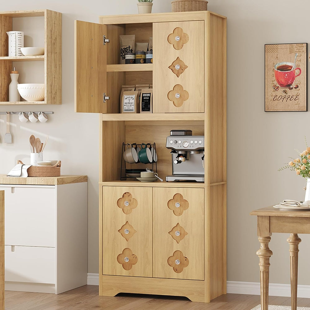 Garvee 72" Tall Pantry Cabinet, Kitchen Hutch Storage Cabinet with Count...
