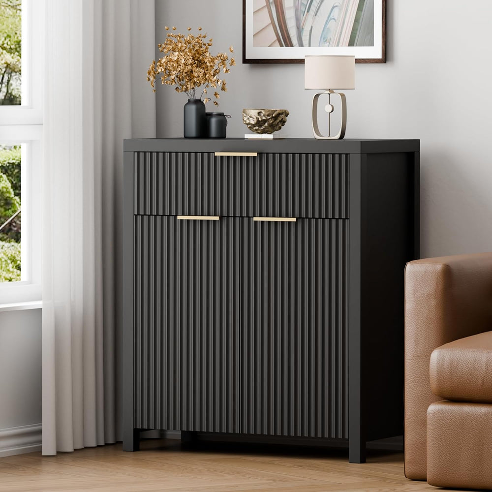 YaFiti Storage Cabinet Fluted Sideboard Buffet Cabinet with Adjustable Shelve...