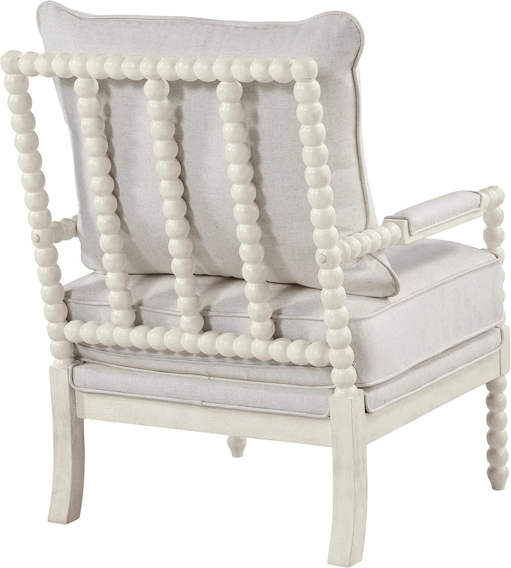 OSP Home Furnishings Kaylee Spindle Accent Chair with Antique White Wood Fram...