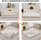 GarveeHome 79" Convertible Sleeper Sofa Bed Couch, 4-in-1 Boneless Corduroy Folding Sofa Bed with Pillow & Fixed-Shape, Floor Mattress Couch Loveseat for Living Room Apartments - No Assembly, Beige