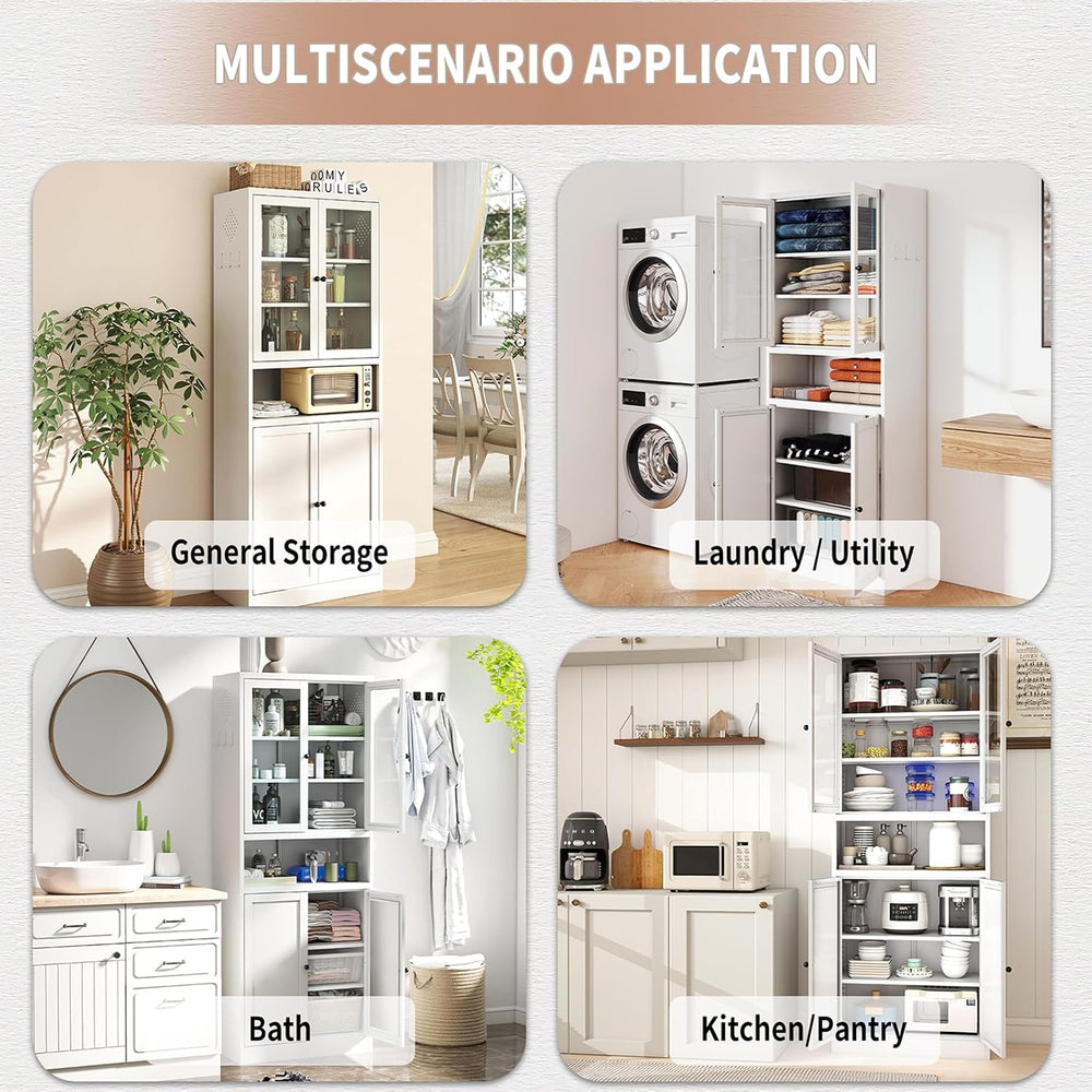 Kitchen Pantry Cabinet, 72" Tall Storage with Adjustable Shelves, Heavy ...