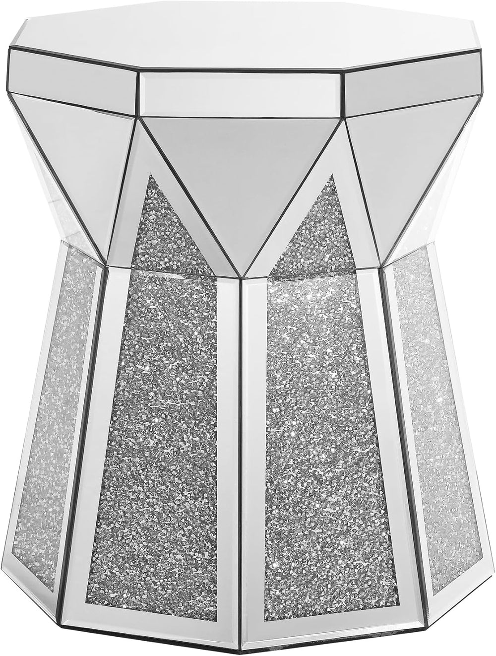 Mirrored End Tables with Polygonal Shaped,Mirrored Sofa Bedside Table Accent ...