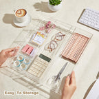 1 PC Acrylic Desk Drawer Organizer 2 Inch Height Expandable Drawer Organizer Trays with 8 Adjustable Compartments Desk Accessories for Makeup Silverware Office Bathroom(Clear,Stylish)