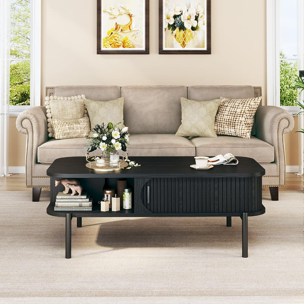 Coffee Table, 39.4" Mid Century Modern Coffee Tables for Living Room, Co...