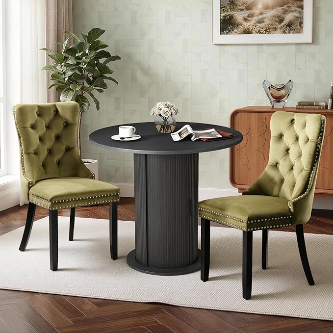 SoarFlash Kitchen Table and Chairs for 2, 31.5" Dining Table Set for 2 with Upholstered Chairs, 3 Piece Kitchen Table Set with Storage Shelf for Small Space, Apartment