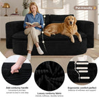 75'' Folding Sleeper Sofa Bed, Memory Foam Boneless Couch | Full Size Guest Bed Mattress, Modern 2-in-1 Floor Deep Seat Sleeper Sofa with 4 Pillows and Blanket | Corduroy Black