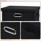Medium 15" 21 Quart Collapsible Stackable Storage Bins with Lids, 3 Packs Black Foldable Fabric Closet Boxes Heavy-duty Lidded Linen Cube Basket Container Organizer and Storage for Bedroom