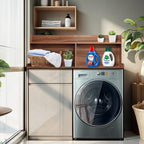 Royxen 2-Tier Washer Dryer Countertop,19.5" H Wood Washer and Dryer Topper with Shelf,Laundry Countertop Over Washer and Dryer, Universal Fit for Laundry Room Organization (Walunt, 54" WX27.5 D)