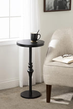 Kate and Laurel Stratton Rustic Pedestal Table; 13 x 13 x 26; Black; Decorative Pedestal Table for Decorating Smaller Living Areas and Hosting