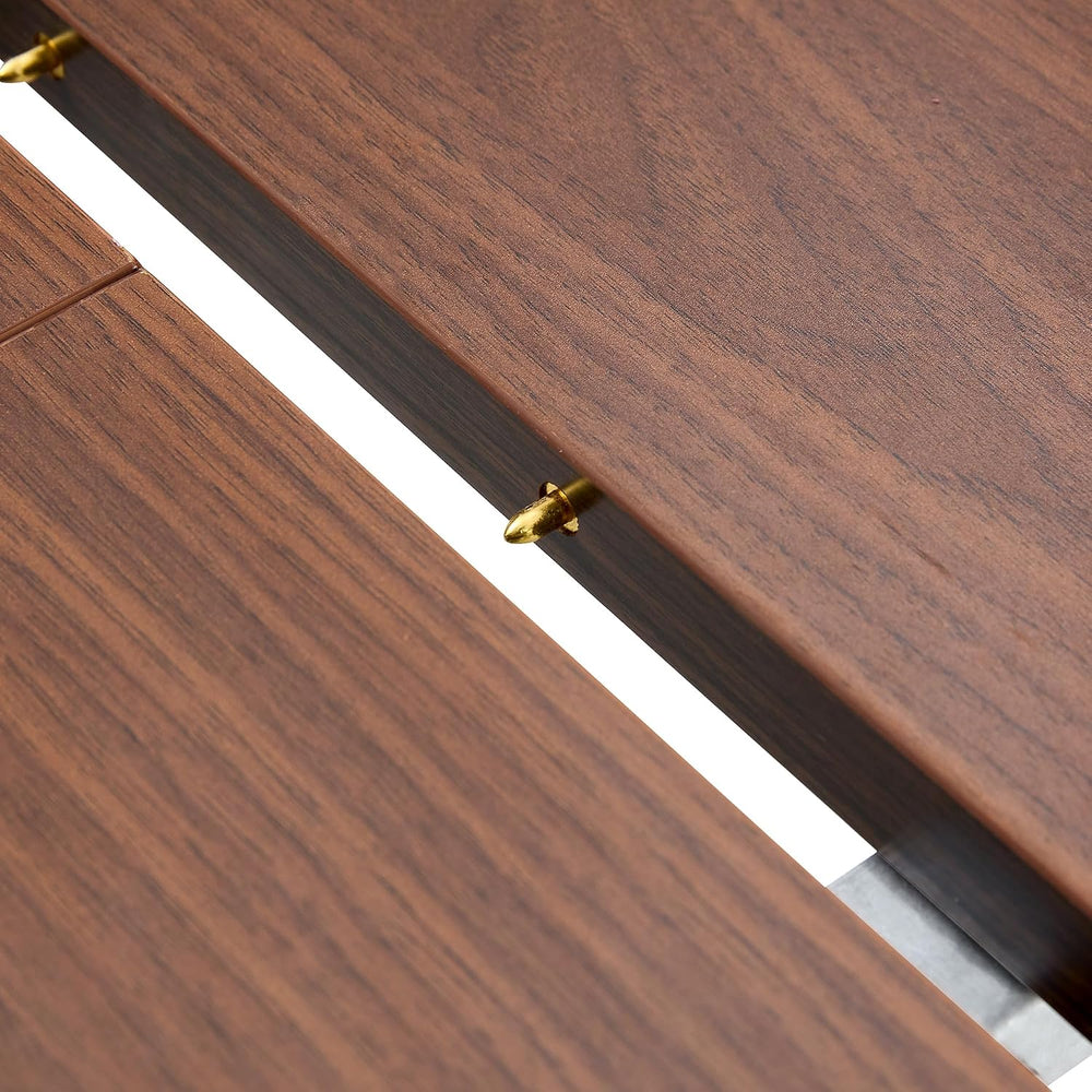 Extendable Dining Table with Walnut Grain MDF Top and Black Metal Legs | Spac...