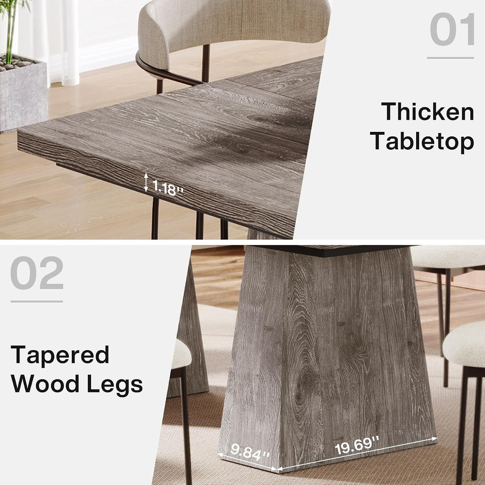 Tribesigns Dining Table for 6, Farmhouse Wood Dinner Rectangular Table Kitche...