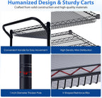 WDT 1350Lbs Capacity Heavy Duty Rolling Utility Cart, Large 3 Tier Rolling Carts with Wheels 24" Dx45 Wx39 H, NSF Commercial Grade Roll Metal Cart, Trolley Serving Cart for Garage, Kitchen, Warehouse