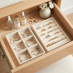 Small Jewelry Tray Set Velvet Ring Organizer Mini Jewelry Drawer Organizer Stackable Jewelrys Organizers Earrings Display Tray Storage Insert Holder for Box Drawer Dresser