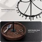 Lolalet Rotating Necklace Holder Stand with Metal Hooks, Spinning Display Carousels, Freestanding Organizer Hanger, for Long Necklaces Chains -Black