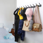 WEBI Coat Rack Wall Mounted,8 Coat Hooks for Hanging Coats,24" Heavy Duty Metal Double Hook Rack Rail Coat Hanger Wall Mount for Clothes Entryway Jacket,Black