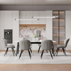 Nalupatio Dining Chairs Set of 6, Modern Dining Room Chairs Comfy Backrest Thick Upholstered Kitchen Chairs 19IN Height with Metal Legs Grey