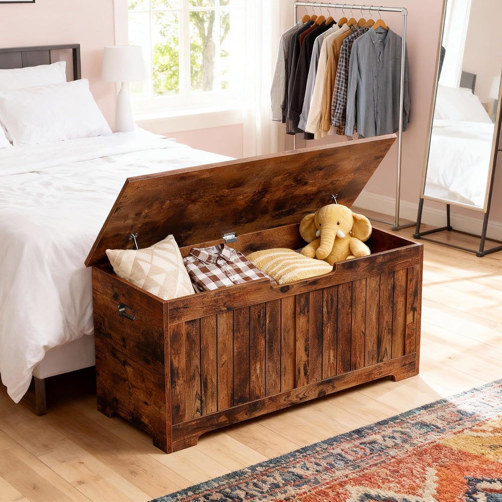SUPER DEAL Storage Chest, 39 inches Chest Box Organizer with 2 Safety Hinges,...
