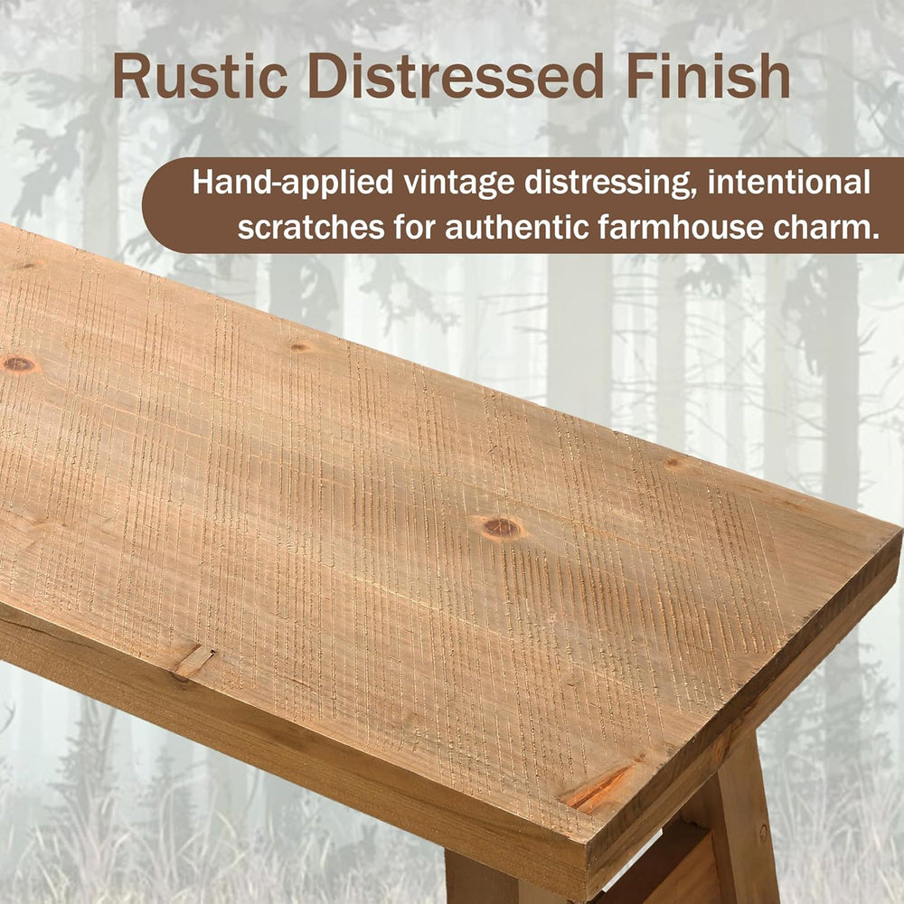Wnutrees Sawmill Solid Wood Bench, 30" Farmhouse Entryway Bench, Natural...