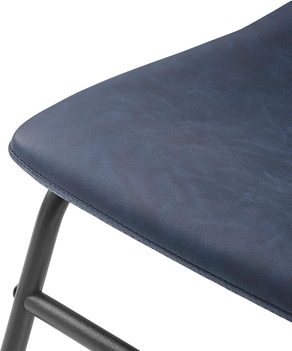 Walker Edison Douglas Urban Industrial Faux Leather Armless Dining Chairs, Se...