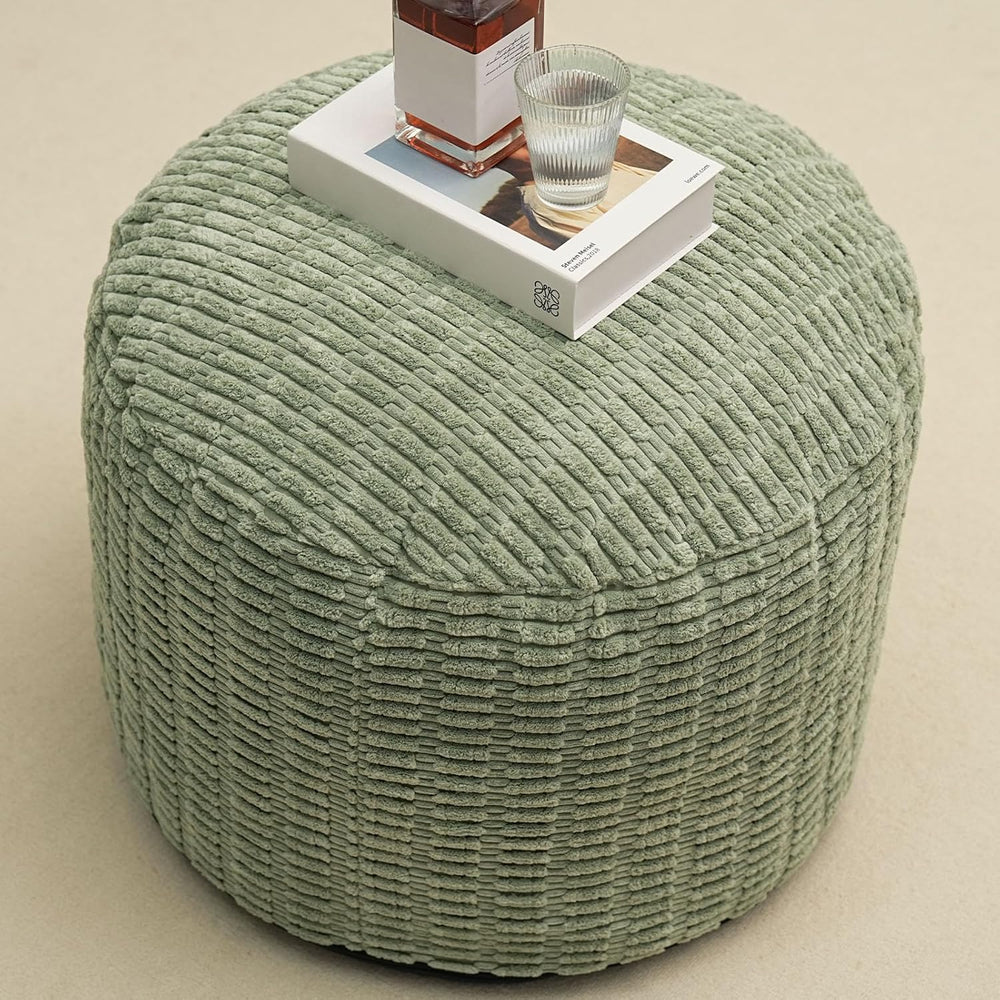 Round Stuffed Pouf Ottoman for Foot Rest 20" X 15" Faux Fur Poufs, ...