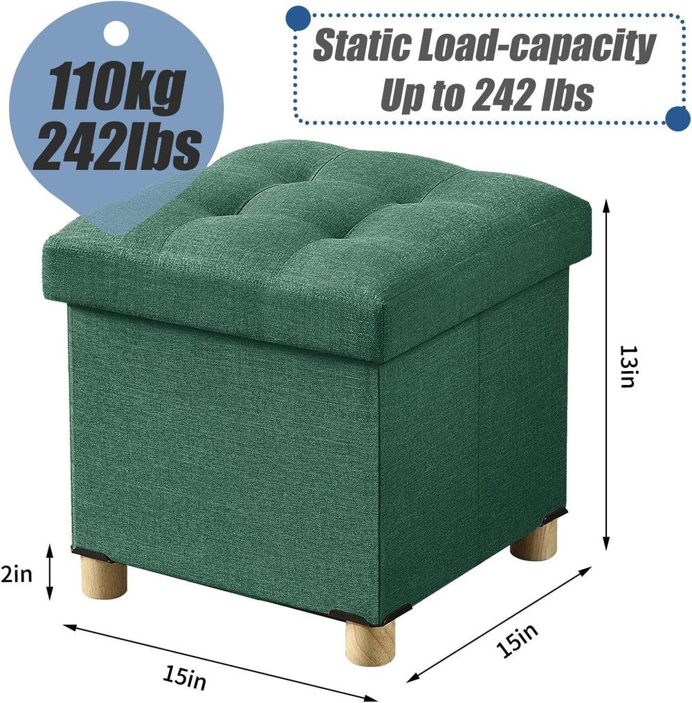 BRIAN & DANY 15 Inches Ottoman with Storage, Square Small Storage Ottoman...