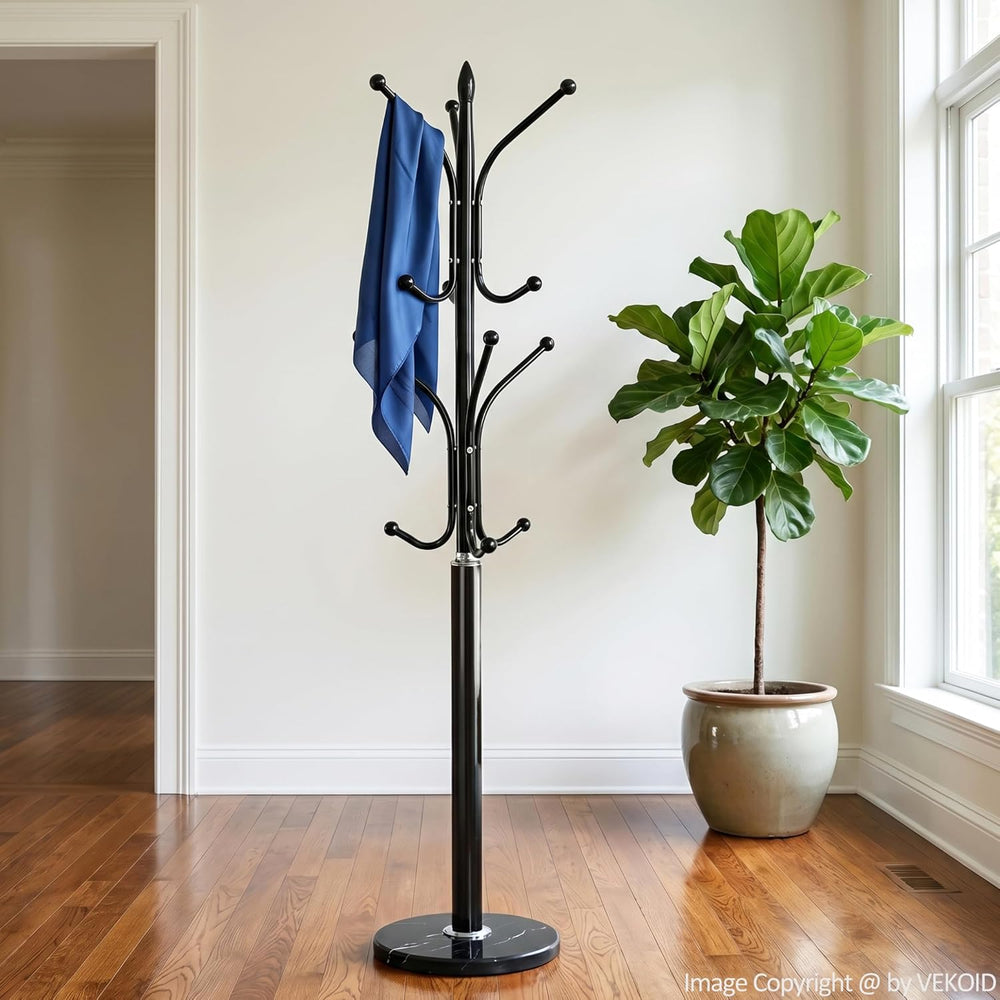 12 Hooks Metal Coat Rack Freestanding Coat Tree with Marble Base, Heavy Duty ...