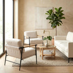 DUOMAY Beige Modern Accent Chair Chenille Upholstered Lounge Bedroom Chair with Metal Legs Comfy Lightweight Living Room Chair Armchair for Home Reading