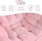 Tiita Lazy Chair with Ottoman, Modern Large Accent Lounge Armchair, Comfy Leisure Sofa Reading Chair with Footrest for Bedroom, Living Room, Dorm Rooms, Garden and Courtyard, Plush Pink