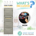 Honeyera Storage for Stuffed Animal - Over Door Organizer for Stuffies, Baby Accessories, and Toy Plush/Easy Installation with Breathable Hanging Pockets (Gray)