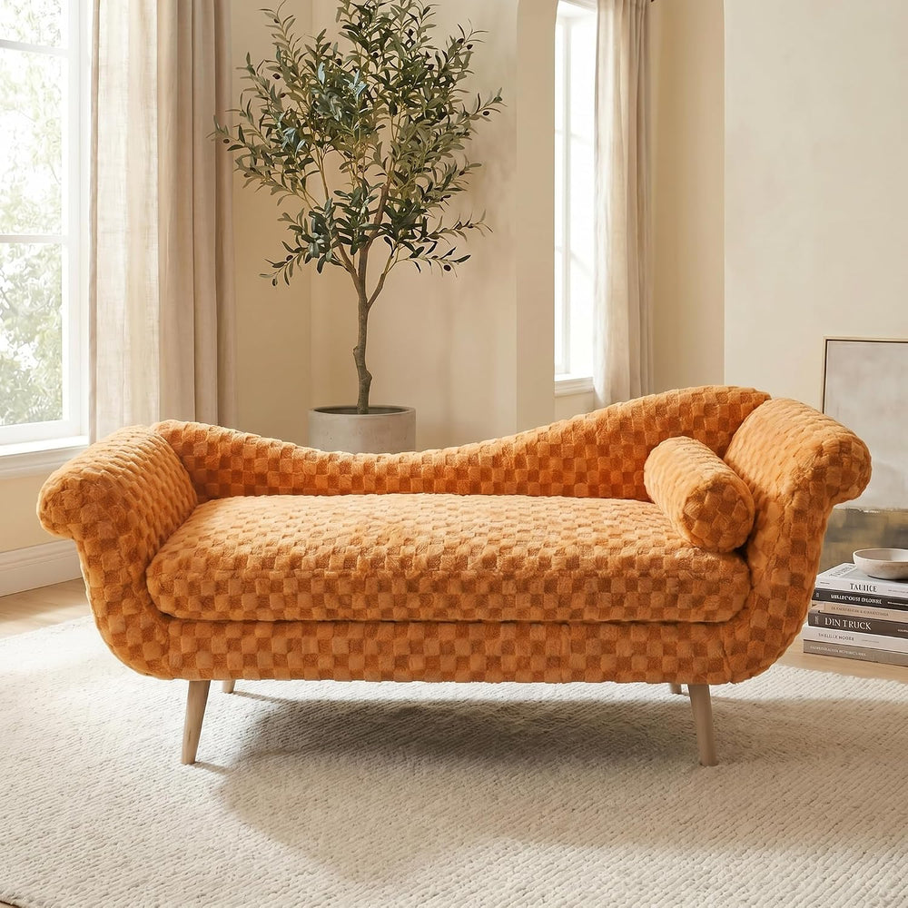 ERYE Upholstered Left Facing Chaise Lounge Chair W/Scroll Arms and Wood Legs,...