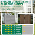 Horizontal Outdoor Storage Shed, 304 Gallon Resin Storage Shed with Lockable Doors & Lift Lid, Waterproof Backyard Shed for Trash Cans, Tools & Patio Equipment (Upgraded Version)