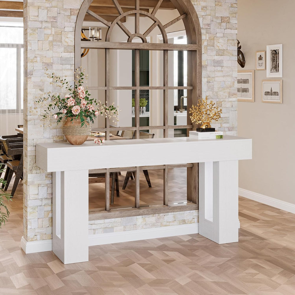 Tribesigns 63-Inch Long Console Table, Farmhouse Wooden Sofa Table Behind The...