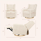 Kiwi Glider Recliner w/Electronic Control and USB | in Almond Teddy Loop w/Light Wood Base, Greenguard Gold Certified