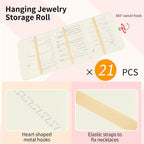 Bloss Hanging Jewelry Organizer with 48 Pockets, Double-Side Hanging Jewelrys Holder with Hanger Hooks, Jewelry Organizers and Accessories Storage for Earrings, Necklaces and Rings,Beige