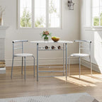 Yaheetech 3-Piece Dining Table Set, Breakfast Bistro Table Set for 2, Small Kitchen and Table Chairs Set of 2 with Metal Frame and Storage Rack for Small Space/Apartment/Dorm Room, White