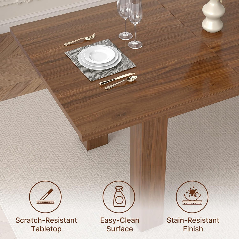 Miereirl 9-Piece Farmhouse Extendable Dining Table Set with 8 Chairs, Adjusta...