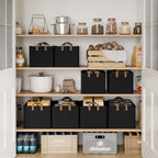 StorageWorks Storage Bins, Fabric Storage Bins for Shelves, Large Storage Baskets with Metal Frame, Closet Baskets and Bins with Handles, Black, 2-Pack