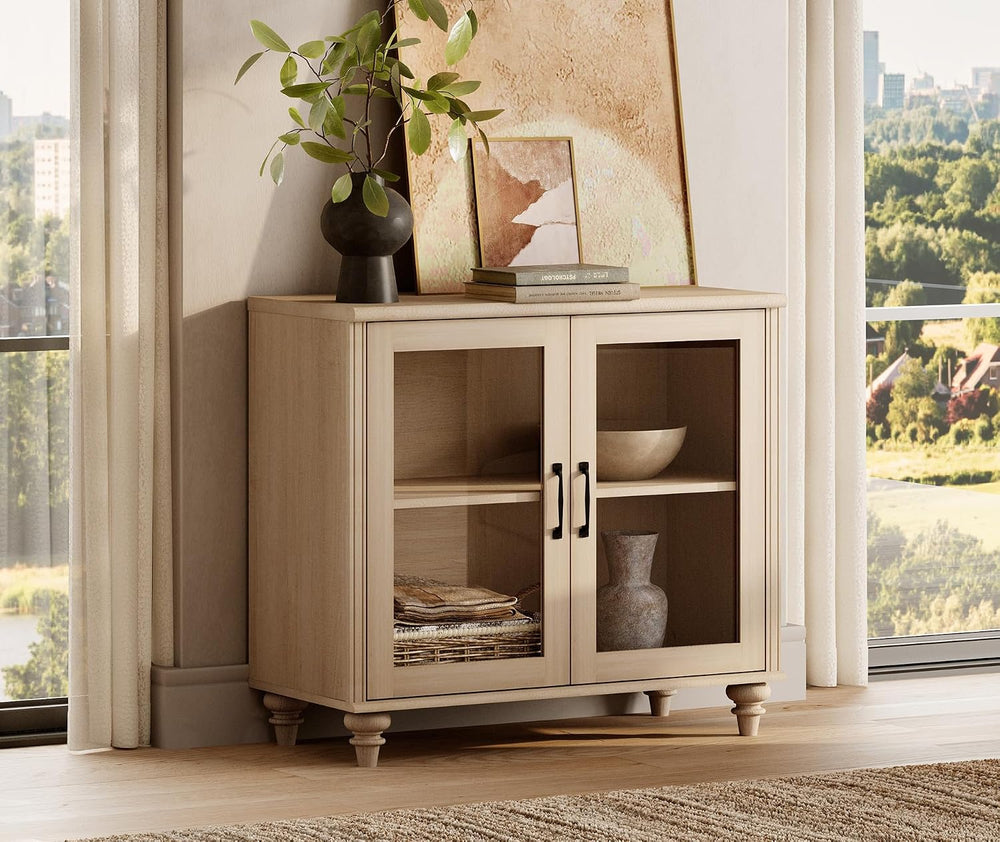 WAMPAT Farmhouse End Table with Ample Storage, Large Mid Century Modern Wood ...