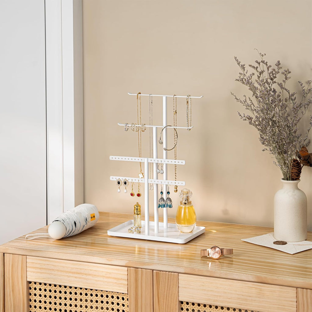 pickpiff Jewelry Stand Holder Organizer: 12.5" Sturdy Jewelry Hanger for Necklace, Earring, Bracelet, White