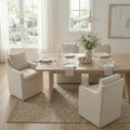 Upholstered Dining Chairs Set of 4, Modern Dining Room Chairs with Casters & Washable Cover, Rolling Accent Chair with Hidden Storage for Kitchen, Farmhouse, Living Room, Flax Beige, 4 Box