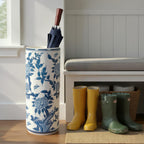 Creative Co-Op Blue and White Ceramic Umbrella Stand