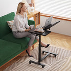 Over The Bed Table with Wheels Rolling Cart Tilting Sofa Laptop Stands Hospital Tray Medical Overbed Table (Black)