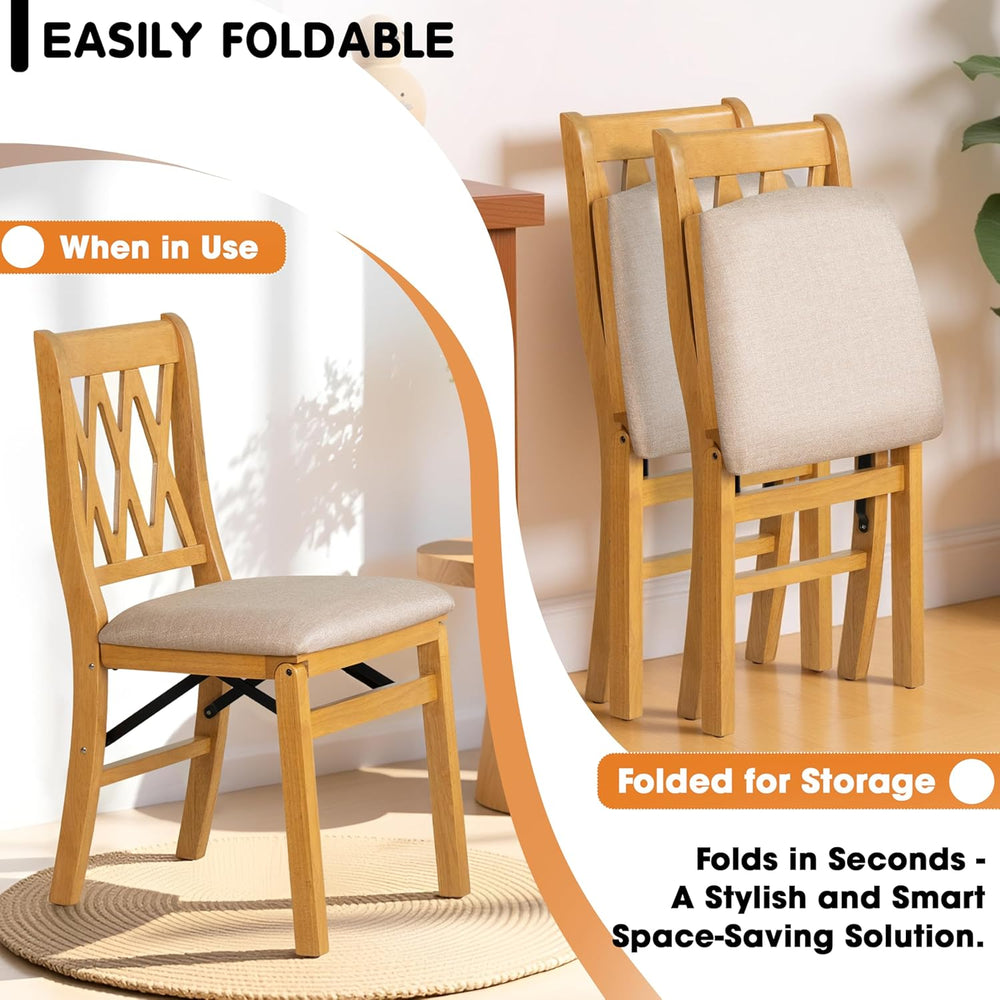 East West Furniture - PNC-OAK-03, A Solid Wood Plano Folding Dining Room Chai...