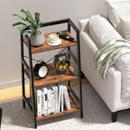 Bookshelf, Bookcase for Small Spaces, 3-Tier Shelf Bookcase, Short Shelf Storage Organizer for Living Room, Bedroom, Home Office, Kitchen, 11.8 "D x 16.5" W x 31.3 "H, Rustic Brown