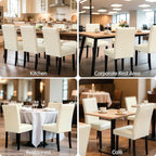 CHUN YI Dining Chairs Set of 2, Faux Leather Dining Room Chairs, High Back Upholstered Parsons Chairs for Dining Room Kitchen Side Chair with Sturdy Wood Legs, Cream