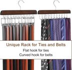 TOPIA HANGER 20 Hooks Belt Tie Hanger Space Saving for Closet, 2 IN 1 Belt Ties Racks Max 30 Belts with 30 Ties Capacity, Curved with Flat Hooks for Belts,Ties,Bras,Closet Organizers and Storage CT69A