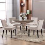 MALOL Upholstered Dining Chairs Set of 6, Mid-Back Kitchen Room Chair with Wood Legs, Corduroy Padded Dining Side Chairs for Dining Room, Beige