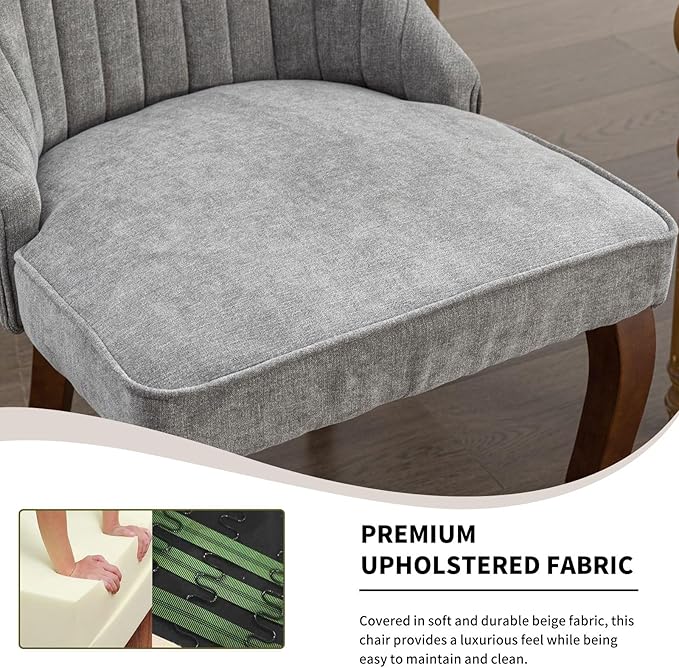 Modern Dining Chairs Set of 4, Mid Century Kitchen & Dining Room Chairs, Velvet Upholstered Kitchen Chairs with Wood Legs, Sillas de Comedor, Easy Assembly, Gray, 4 Pieces