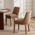 Modern Dining Chairs Set of 2, Comfortable Velvet Fabric Upholstered Kitchen Side Chairs with Back and Wood Legs for Living Room, Khaki